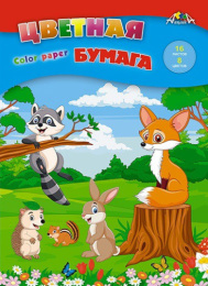 Бумага цветная 16 листов  8 цветов Лесные друзья С0005-69