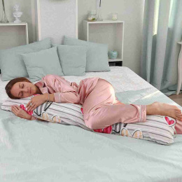 Подушка многофункциональная форма "I" 145х25см (бязь) Сердца 28546/1, в пакете ДомВелл 