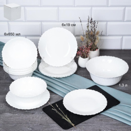 Набор столовый стеклокерамический 13 предметов Тюльпан белый, в белой коробке White Lily 13/LHK680 (WHITE)/731441