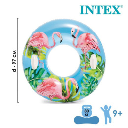 Круг для плавания надувной детский  97см Узоры с ручками, в ассортименте, от 9 лет Intex 58263NP