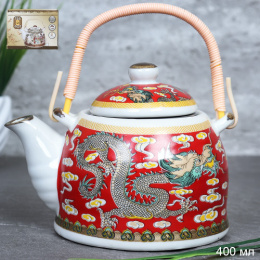 Чайник заварочный керамический 0,40л с плетеной ручкой и металлическим фильтром, в п/у BF-210/711964