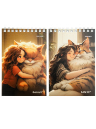 Блокнот А6  40 листов Большой пушистый кот, гребень Б40-2050