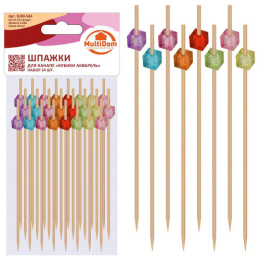 Шпажки для канапе бамбуковые набор 24шт. 12см Кубики акварель Мультидом BJ80-584