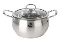Кастрюля из нержавеющей стали  3,0л 200мм стеклянная крышка, Амалия Rashel R-30s
