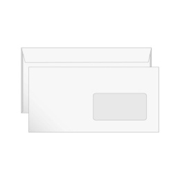 Конверт 110х220 белый, отр. пол, прозрачное окно, 90г 76416,67446,70203.200