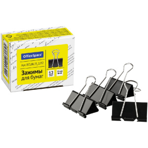 Зажим 15мм Officespace, черный BCLBL15_1232