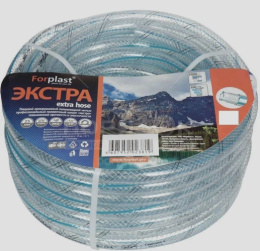 Шланг поливочный ПВХ армированный Экстра 3/4" (19мм) 50м, 230 грамм, 3-х слойный, прозрачный ForPlast