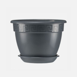 Горшок для цветов пластиковый Антик с поддоном 10,0л d-32см h-23см антрацит 5plast 5PL0489