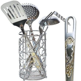 Набор кухонных принадлежностей из нержавеющей стали 7 предм. на металлической подставке Mayer & Boch 40450