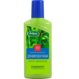 Жидкое удобрение для фикусов, пальм, монстер, диффенбахий 250мл комплексное Добрая сила