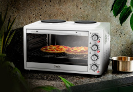 Духовка электрическая 35л, 1500Вт, 2 конфорки, конвекция, белый Oasis M-BL35W1
