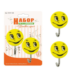 Крючки металлические+пластик набор 2шт. на самоклеящейся основе Улыбка-Луна Мультидом HY27-126