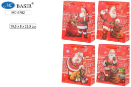 Пакет подарочный бумажный 19,5х23,5х8см Дед Мороз ассорти МС-6782