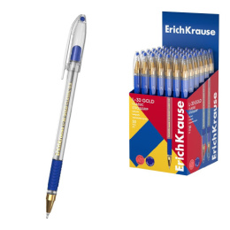 Ручка шариковая ErichKrause L-30 Gold Stick & Grip Classic, синяя 0,5мм 63115