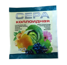 Сера коллоидная  40г для защиты плодовых, овощных, цветочных культур и винограда от плесени, гнили, растительного клеща VeranovA
