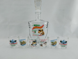 Набор стеклянный  7 предметов (графин - штоф + 6 стопок) Диалоги о рыбалке, в ассортименте, в п/у Gid Glass D15/01+D1250/06ch