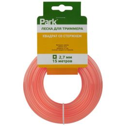 Леска для триммера квадратная со стержнем 2,7мм, 15м, на подвесе Park 990636