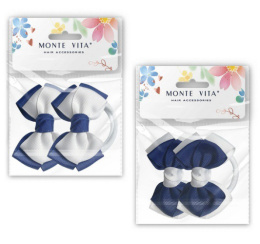 Банты для волос Monte Vita набор 2шт. на резинке, белый/синий, 7,5см 458845