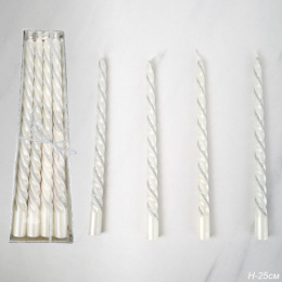 Свеча витая набор 4шт. 25см белый A-500/746787