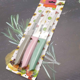 Набор ножей  3шт. стальные пластиковая ручка, для овощей Радужный Дом РД86445