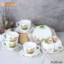 Набор чайный стеклокерамический 12 предметов 220мл Тюльпан, в инд/у White Lily GRAY-GB220/12 (7259)/734710