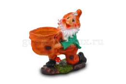 Зоокашпо декоративное гипсовое Гном с мешком 29х33см ГусьДекорЛюкс 5КП25