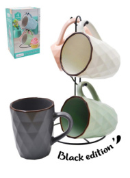 Кружки керамические набор 4шт. на металлической подставке 350мл Стиль, в п/у Lavenir 22102