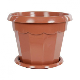 Горшок для цветов пластиковый Гармония с поддоном  2,5л коричневый Альтернатива М1575