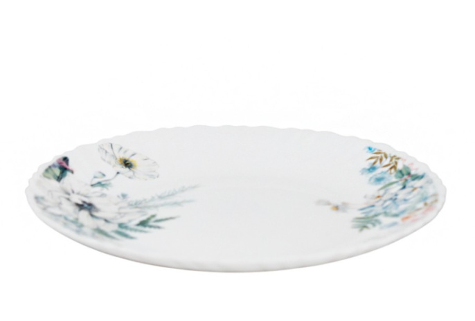 Тарелка стеклокерамическая мелкая 190мм Цветы Фокус 7327-твч7,5