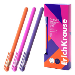 Ручка гелевая ErichKrause синяя 0,38мм Stick Caribbean Sunset 61295