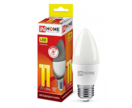 Лампа светодиодная 11Вт (эквивалент 100Вт) 230В E27 3000К теплый свет свеча In Home LED-C37-СВЕЧА-VC 0488