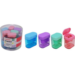 Точилка пластик 2 отверстия с контейнером Devente Pastel, ассорти 8031102