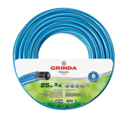 Шланг поливочный ПВХ армированный Classic 3/4" (19мм) 25м, 3-х слойный, голубой Grinda 8-429001-3/4-25