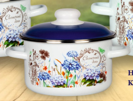 Кастрюля эмалированная Солнечный день 3,0л цилиндрическая с металл. крышкой СтальЭмаль 6RD181M