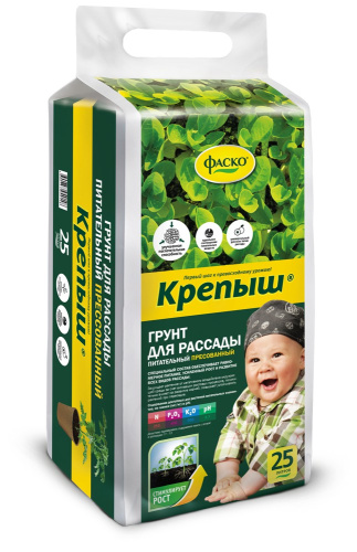 Грунт для рассады 25л Крепыш прессованный Фаско