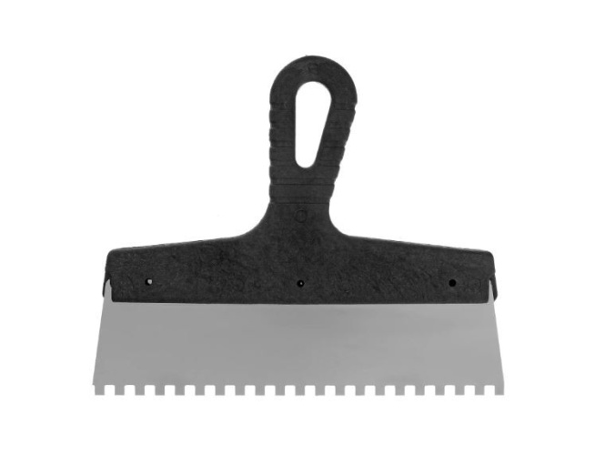 Шпатель нержавеющий 250мм пластиковая ручка, зуб 6х6мм Сибртех 85465