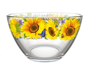 Салатник стеклянный средний 160мм/700мл Подсолнухи Декостек 425/1-Д