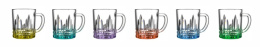 Кружка стеклянная 300мл Венеция цветное дно микс Декостек 128-Н9