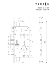 Замок врезной для китайских дверей Vanger T-1-09-CR, узкий Vanger 42328