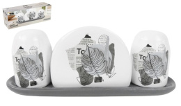 Набор для специй + салфетница керамический (доломит) 3 предмета на подставке Today, в п/у Lavenir HC415-L812