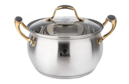 Кастрюля из нержавеющей стали  4,0л 220мм стеклянная крышка, Голд Rashel R-400Н