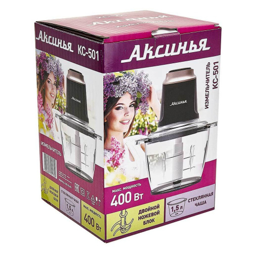 Измельчитель электрический 400Вт, 1,2л, черный Аксинья КС-501