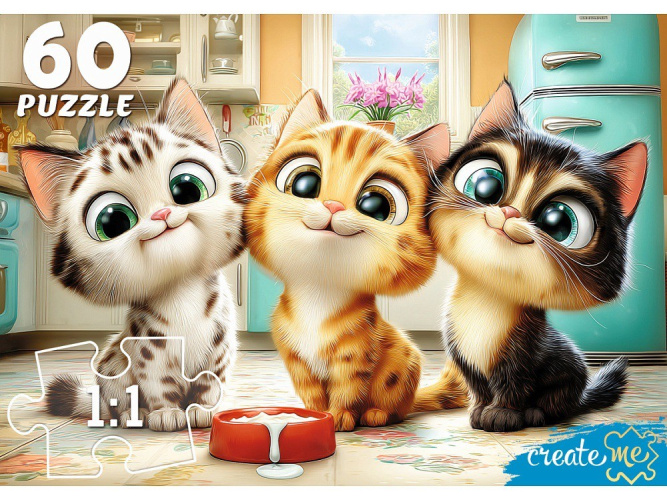 Пазлы   60 элементов Котята на кухне ПУ60-3185