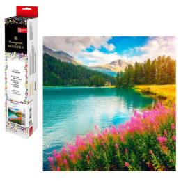 Алмазная мозаика на холсте 30х30см Цветение в горах 65548/50