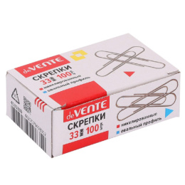Скрепки 33мм 100шт. Devente, овальные, никель, в к/к 4135339