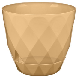 Горшок для цветов пластиковый Sunrise с поддоном 4,5л d-22см золотой Lidex LX1600338-01