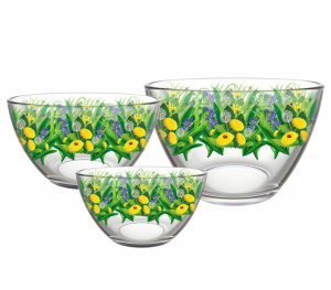 Набор салатников стеклянных Трио 3шт. Одуванчики Декостек 1223-Д