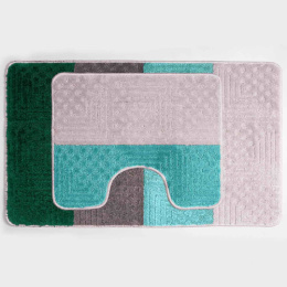 Комплект ковриков напольных для ванной и туалета на латекс. основе Silver 2пр. 60х100см/50х60см толщина 11мм, бирюзовый Aqua-Prime 2239