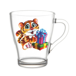 Кружка стеклянная 250мл Грация Тигренок Декостек 2018-Д