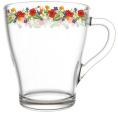 Кружка стеклянная 250мл Грация Бордюр цветочный Декостек 1649-Д